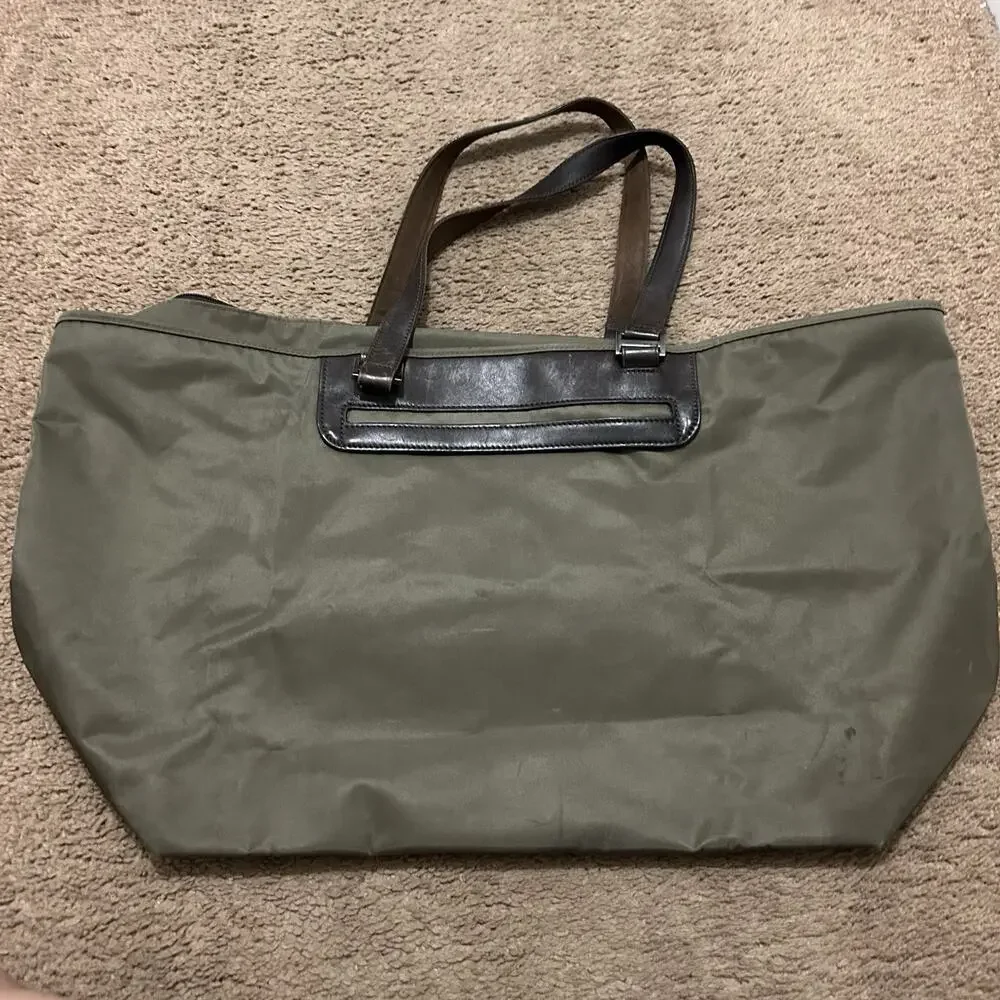 Tumi Pack-a-Way 100% Nylon Taupe Tote with Brown Leather Accents and Handles